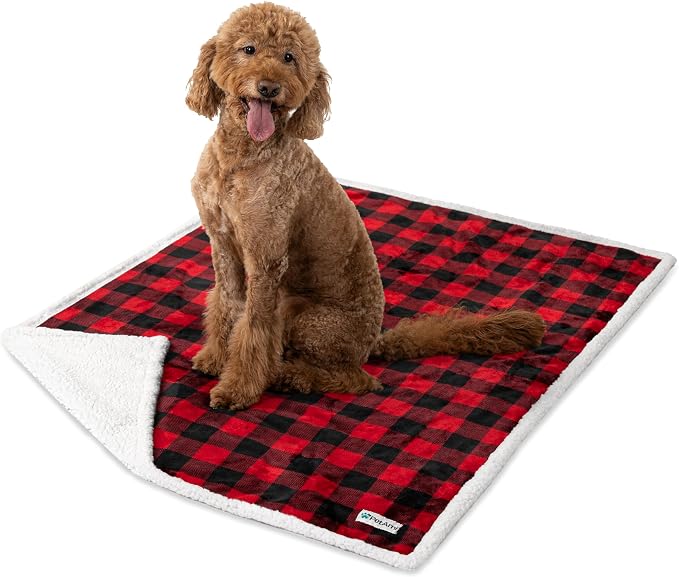 PetAmi Waterproof Dog Blanket for Couch, Extra Large 80x60, Pee Proof Sherpa Fleece Reversible Pet Throw, Furniture Protector for Bed Sofa Crate Kennel, Soft Washable Cover for Dog Cat, Plaid Red - Image 8