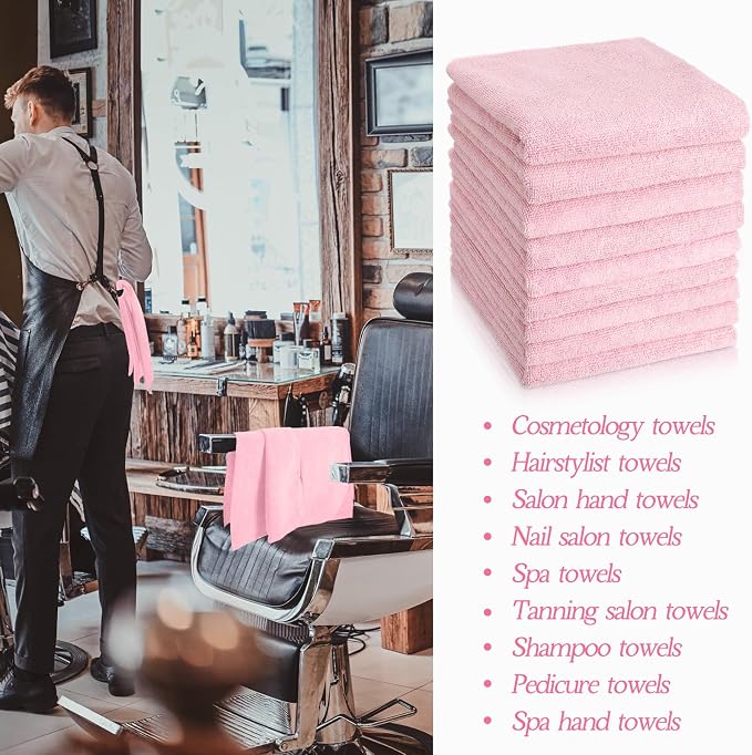 Shimeyao 40 Pack Bleach Proof Towels Microfiber Absorbent Resistant Hair Hand Towels Bulk Quick Dry for Barber Gym Bath Spa Shaving (Dark Pink,16 x 29 Inch) - Image 5