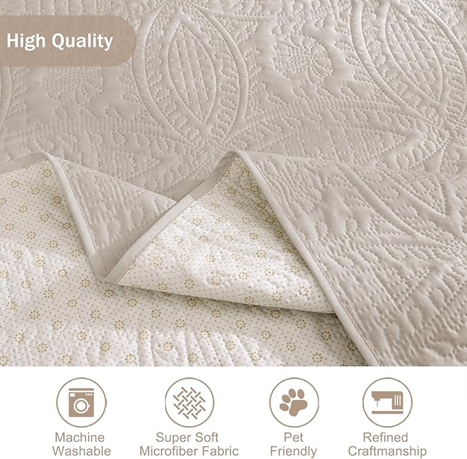 Beige Quilted Recliner Chair Covers, Water-Repellent Recliner Slipcovers, Lazy Boy Chair Covers, Pet Friendly Recliner Covers for Dog, Washable Armchair Protector (Recliner 22", Beige Cream) - Image 5