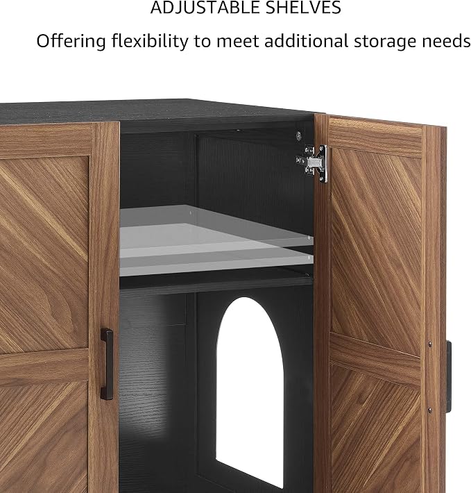 unipaws Tall Cat Litter Box Enclosure for Tall or Top Entry Litter Box | Hidden Litter Box Cover with Shelves, Kitty Enclosed Litter Box Cabinet, Cat Box Furniture - Image 6