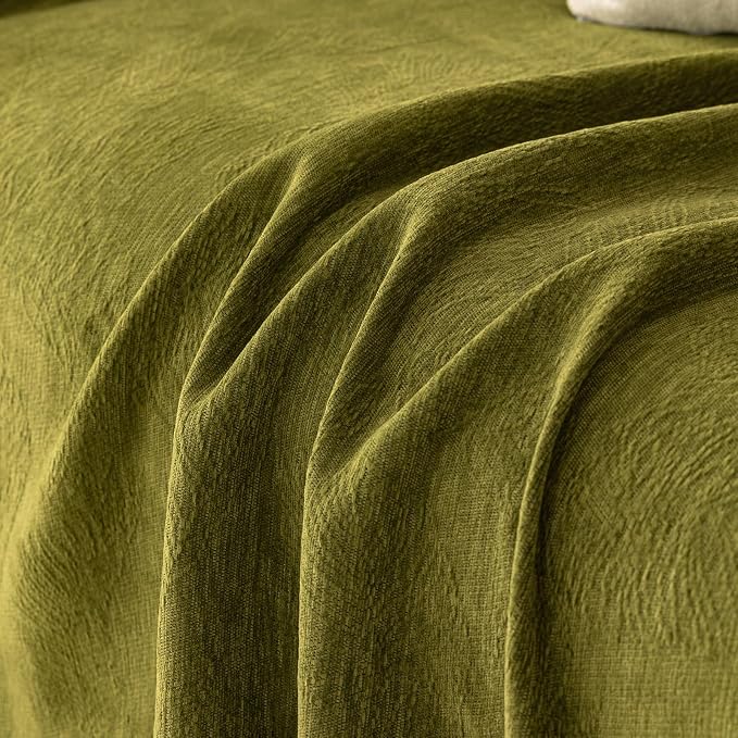 Green Boho Couch Covers for Sofa Washable for 3 Cushion Couch,71''X150'' | Chenille Furniture Protector Sofa Couch Cover for Dogs, Soft Breathable Sofa Slipcover, Couch Throw Blankets with Tassels - Image 6