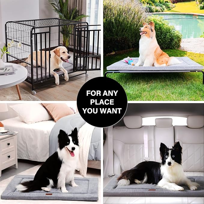 Dog Bed for Crate, Small Dog Crate Beds, Washable Pet Bed Mat Kennel Pad | 24" Pet Beds Mat W/ Soft Wavy Plush Comfortable Anti-Slip Sleeping Mattress for Dogs & Cats,Grey - Image 6
