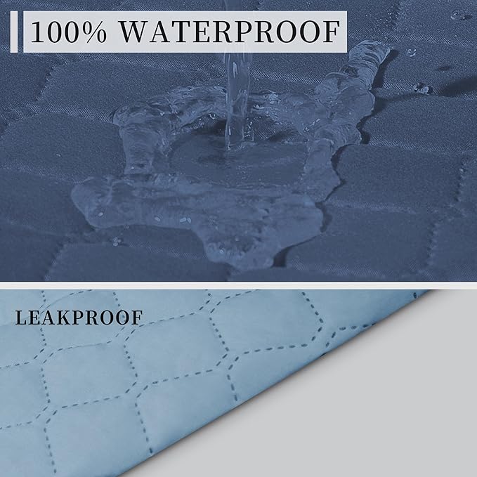 ISSUNTEX Double Protection 100% Waterproof Loveseat Covers for Living Room, Couch Covers for 2 Cushion Couch Sofa, Reversible Furniture Protector Sofa Cover for Dogs (Loveseat, Dark Blue/Light Blue) - Image 3