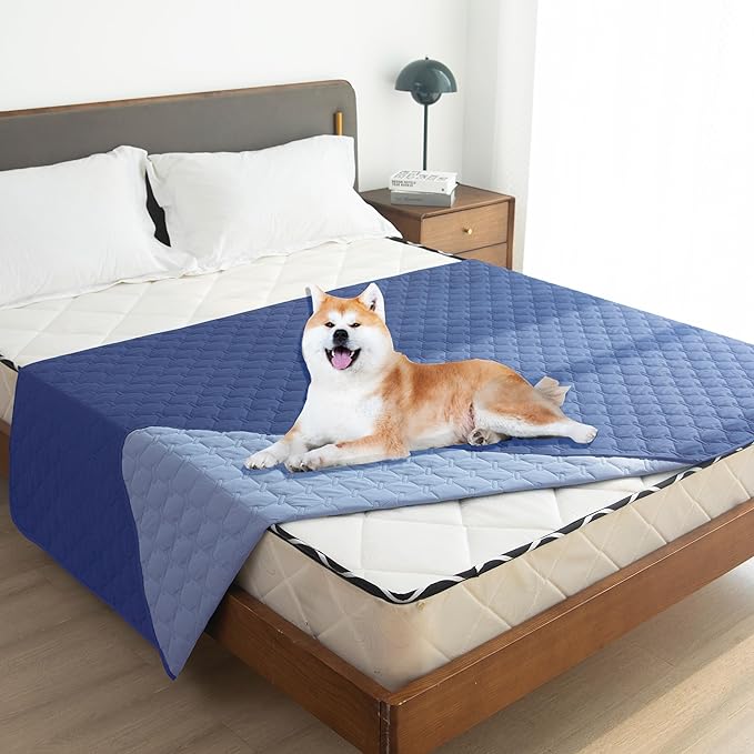 gogobunny 100% Double Sided Waterproof Dog Blanket Soft Pet Bed Cover Reversible Protect Furniture Couch Sofa Car for Puppy Large Dog Cat (Dark Navy/Light Navy, 82x102 Inch (Pack of 1)) - Image 7