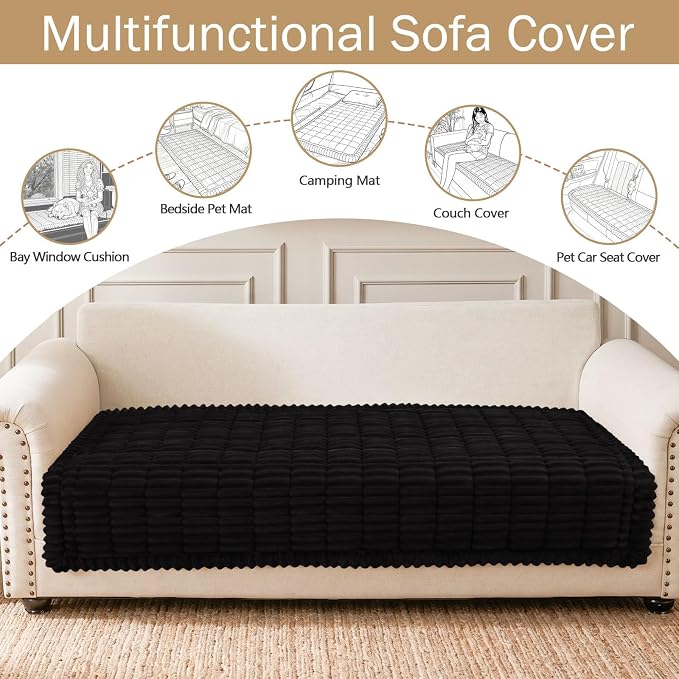 hyha Couch Cover for Dogs, Washable Non Slip Plush Flannel Sofa Protector | Thick Flannel, Silicone Anti-Slip Backing, Pet Hair & Scratch Protection, Fits Sofa & Loveseat (35.4" x 35.4") - Image 3