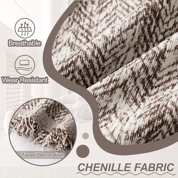 1OO% Waterproof Sectional Couch Covers for Dogs L Shaped Corner Sofa Cover Washable Chenille Sofa Slipcovers Blanket Modern Jacquard Pet Furniture Protector (91"x276", Coffee Wave) - Image 4