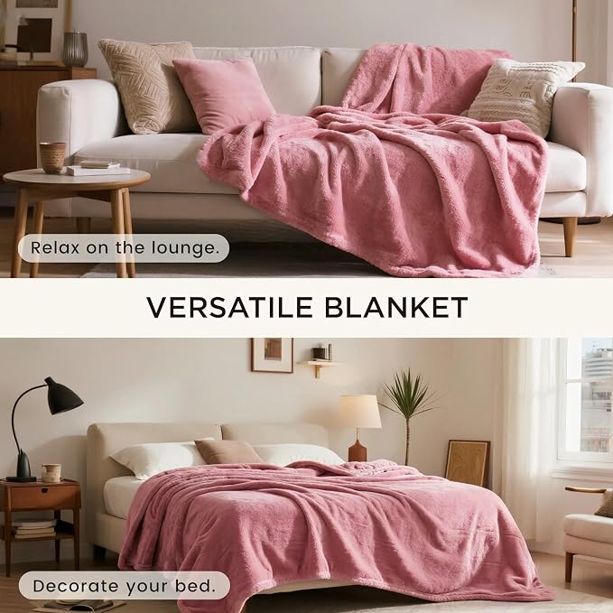 gogobunny Waterproof Bed Blanket, Reversible Sherpa Fleece Throw Blanket for Dog Puppy Cat, Furniture Cover Protects Bed Couch Sofa from Liquid Pee and Pet Fur (Pink, 90x108 inches) - Image 8