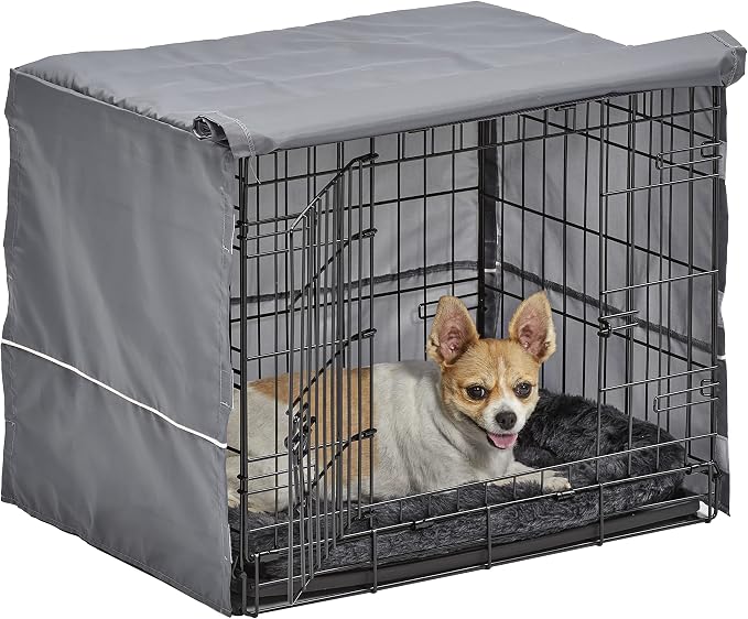 New World Dog Crate Comfort Kit, Matching Dog Crate Cover & Dog Bed, Fits 24-Inch Long Dog Crates, Machine Washable & Dryer Friendly, Gray by NewWorldPetProducts