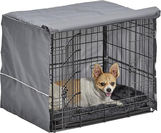 New World Dog Crate Comfort Kit, Matching Dog Crate Cover & Dog Bed, Fits 24-Inch Long Dog Crates, Machine Washable & Dryer Friendly, Gray by NewWorldPetProducts