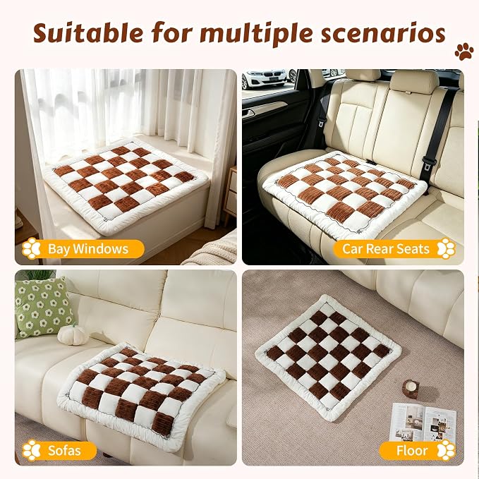 Pet Couch Cover for Dogs & Cats, Soft Flannel Non-Slip Couch Sofa Cover Protector, Dog Bed Sleeping Mat, Washable Reversible Anti-Slip Dog Bed for Small Medium Large Pets(27.6X27.6,Brown) - Image 5