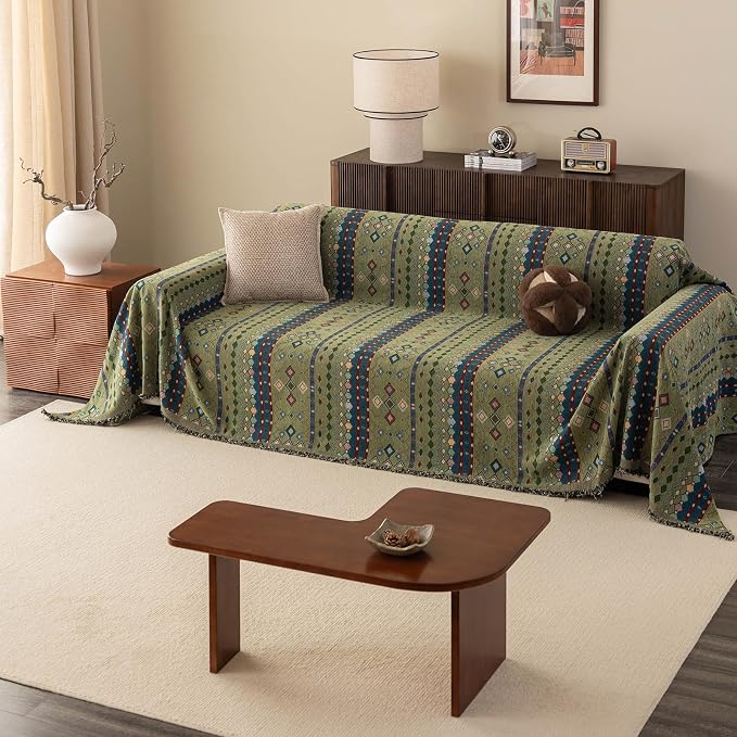 ROOMLIFE Couch Cover 3 Cushion Sofa, Washable Non Slip Furniture Sofa Protector Cover, Soft Chenille Sofa Slipcovers Sectional L Shape Dogs Couch Cover Throw Blanket with Tassels 71''X134'' - Image 3