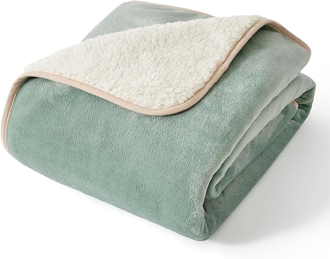 Bedsure Waterproof Dog Blankets for Small Dogs Soft Cat Blanket Warm,25X35 | Washable Plush Sherpa Fleece Puppy Blanket for Couch Protector, Reversible Cozy Calming Throw for Pet Indoor,Light Green by Unknown
