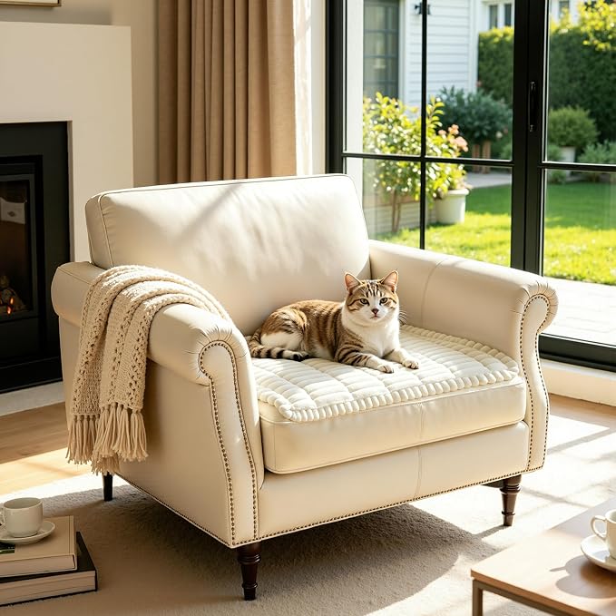 SUBRTEX Couch Cover for Dogs, Non-Slip Sofa Mat Washable, Thick Sofa Slipcover Cushion Protector Pet-Friendly (Ivory, 27.6"x27.6") - Image 2