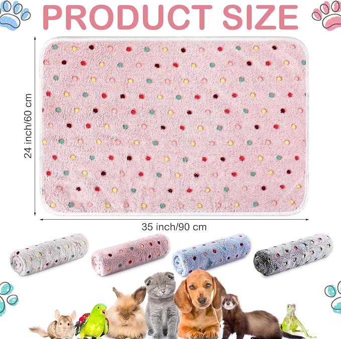 Tudomro 8 Pcs Absorbent Guinea Pig Blankets Washable Small Animal Fleece Bedding Cage Liners Reusable Pet Sleep Mat Pad Cover for Ferret Chinchilla Furniture Protection(Dot,35 x 24 Inch) - Image 2