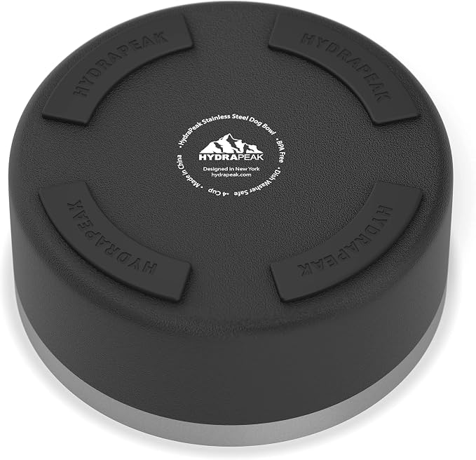 Hydrapeak Dog Bowl; Non Slip Stainless Steel; Water and Food Dish; Large Sized and Small Dogs; 32oz 64oz; Multiple Sizes; 4 Cup | Black - Image 3