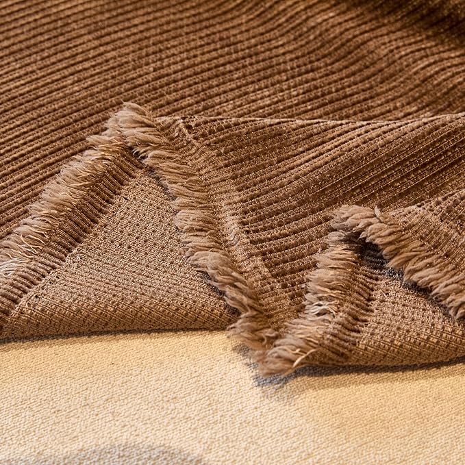 VClife Vintage Pumpkin Striped Couch Cover with Tassel, 71" X 150" | Soft Thick Chenille Couch Covers for 3 Cushion Couch Sofa, Washable Sofa Covers for Sectional Sofa, Fade & Shrink Resistant - Image 9