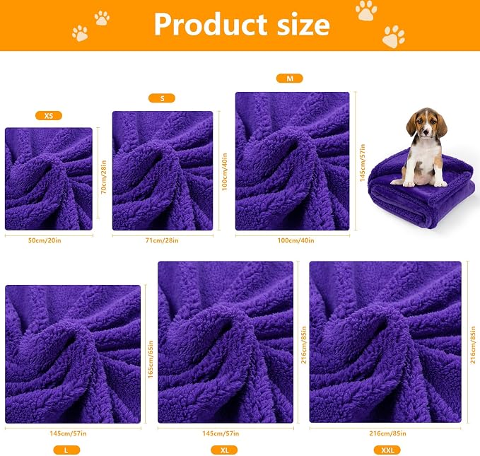 Purple King Size Bed Covers Waterproof Sherpa Fleece Pet Blankets for Big Dogs 85x85in Reversible Leakproof Blanket Beds Couches Cover Fluffy Cozy Warm Sofa Mat-Purple,XXL-85x85in - Image 3