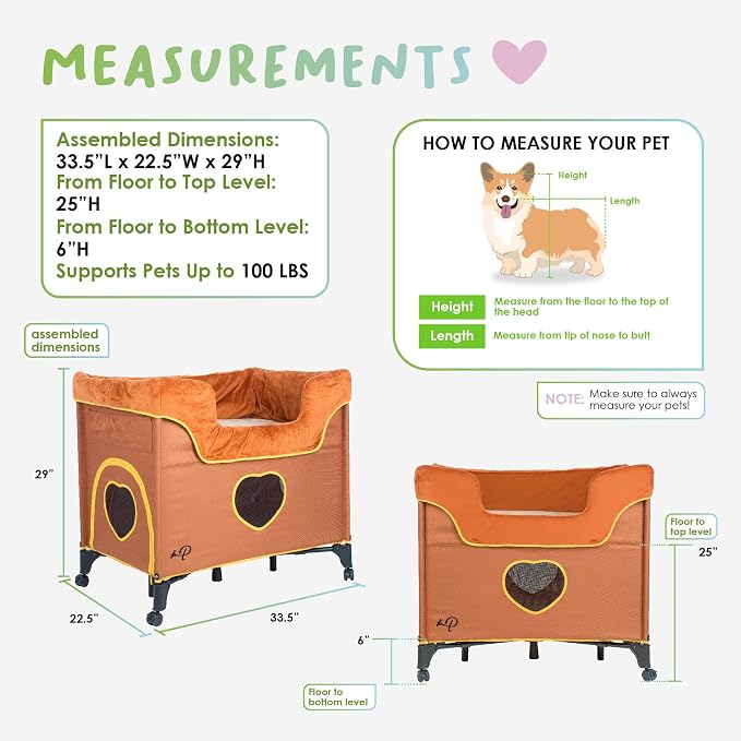 Petique Bedside Lounge Pet Bed, Bunk Bed for Medium Size Pets, Raised Lounge Bed for Cats & Dogs, Lion’s Den Design,Brown, 39.0"L x 22.5"W x 33.5"Th - Image 5