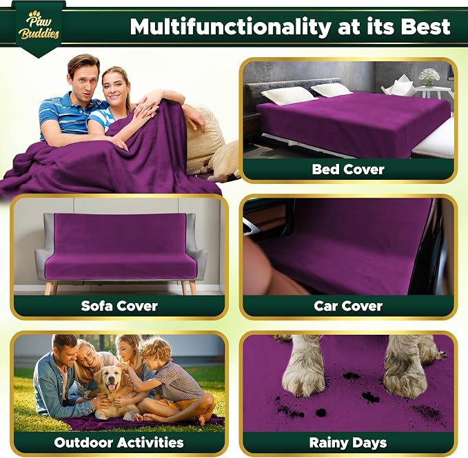 Paw Buddies Premium Waterproof Blanket 80"x90" Velvet-Feel Reversible Throw – Leakproof, Machine Washable Bed & Sofa King Size Protector for Couples, Pets & Travel + Bonus Small Blanket - Image 3