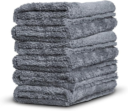 Adam's Borderless Grey Microfiber Towel (6pk) - Premium Ultra Soft Car Detailng Towel Cloths, 480gsm - Safe for Car Wash, Home Cleaning & Pet Drying Cloths (16 Inch x 16 Inch) by AdamsPolishes