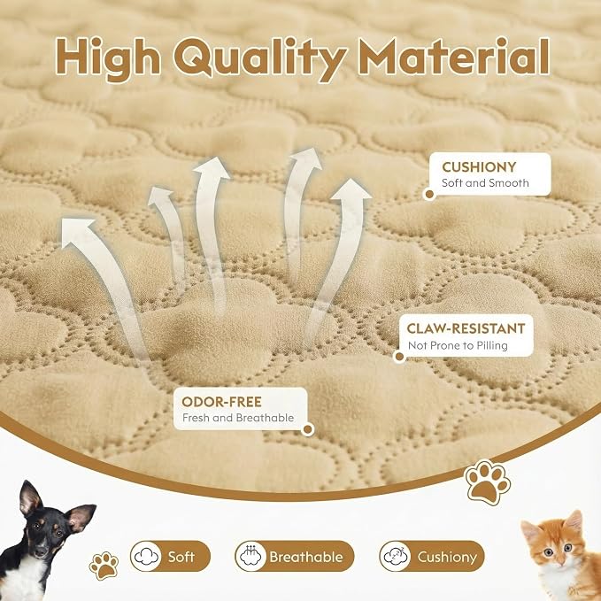 FunFurry Waterproof Dog Blanket, Couch Cover for Dogs Washable, Reversible Dog Bed Cover, Couch Furniture Protector. (Dark＆Light Beige, 30 X 70 Inch - 1 Pack) - Image 5