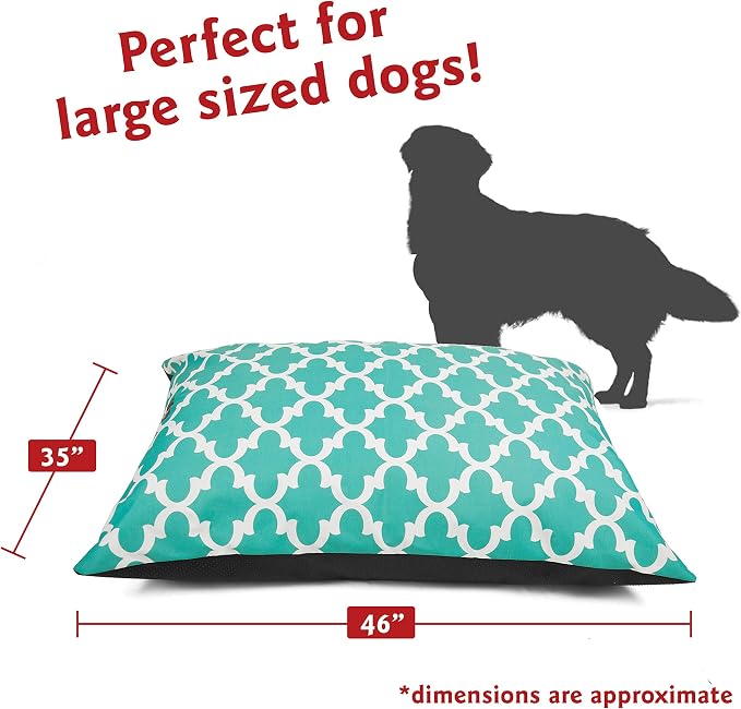 Majestic Pet Rectangle Large Dog Bed - Washable Non Slip Comfy - Super Value Pillow - Dog Kennel Bed for Sleeping - 46 x 35 Inch - Trellis Teal - Image 2
