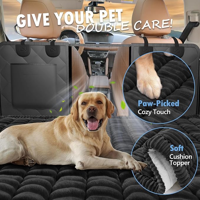 Dog Bed for Car Back Seat, Non-Slip Backseat Pet Mat Standard, 51''X23.5'' | Soft Blanket for Travel, Plaid Flannel, Quilted PP Cotton Filling, Non-Slip Backing, Machine Washable, Fit Backseat Extenders - Image 3