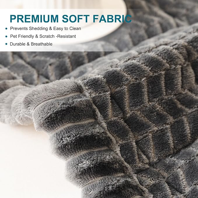 KRFOONN Couch Cover for Dogs Washable Sofa Covers for 3 Cushion Non-Slip Fuzzy Couch Cushion Covers Sofa Slipcovers Furniture Protector with Elastic Straps for Dogs Pets Mat (Dark Grey, 27.6" x 59") - Image 3