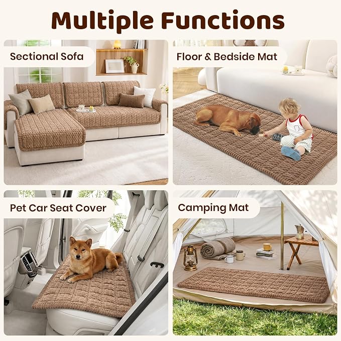 Royhom Couch Cover for Dogs Washable，Non Slip Sofa Protector for Pets | Durable & Easy Care, Soft Furniture Cover for Leather & Fabric Couches Against Claws, Spills & Fur, 35.4x47.2 Inch, Brown - Image 3