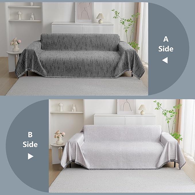 MYSKY HOME Couch Covers for Sofa, Dog Couch Cover Protector, Dark Grey Lines Sofa Covers for Sectional L Shape, Pets Couch Throw Cover Washable Durable Large Couch Cover for Dogs, Cats, 71"X150" - Image 7