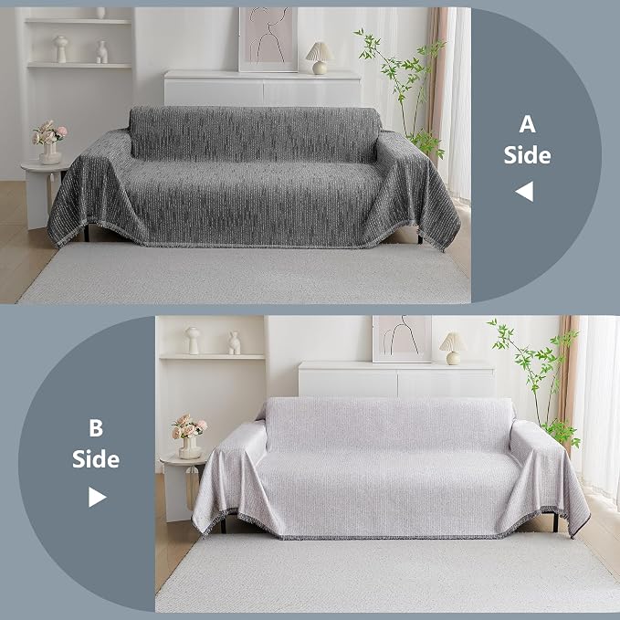 MYSKY HOME Couch Covers for Sofa, Dog Couch Cover Protector, Dark Grey Lines Sofa Covers for Sectional L Shape, Pets Couch Throw Cover Washable Durable Large Couch Cover for Dogs, Cats, 71"X134" - Image 7