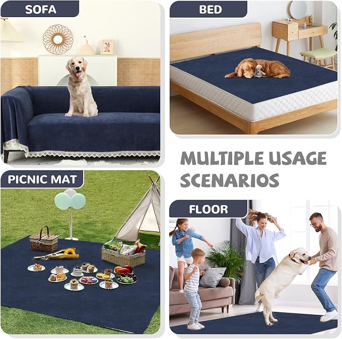Waterproof Non-Slip Couch Cover for Pets, Navy Blue 71" x 150" | Dogs Sofa Cover, Washable, Pet Friendly, Anti Cat Scratch, Furniture Protector, for 3 Cushion Couch Sectional L Shaped Sofa - Image 7
