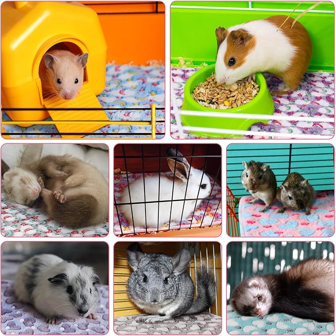 Newwiee 20 Pcs Waterproof Small Pet Fleece Blanket Bulk Washable Small Animal Cage Bedding Guinea Pig Puppy Dog Cat Pee Pad Liner Accessories(Assorted,18 x 13 Inch) - Image 5