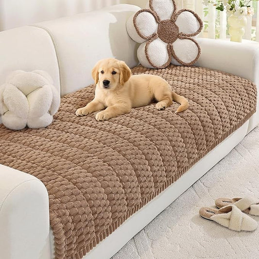 Royhom Couch Cover for Dogs Washable，Non Slip Sofa Protector for Pets | Durable & Easy Care, Soft Furniture Cover for Leather & Fabric Couches Against Claws, Spills & Fur, 35.4x63 Inch, Brown by Royhom