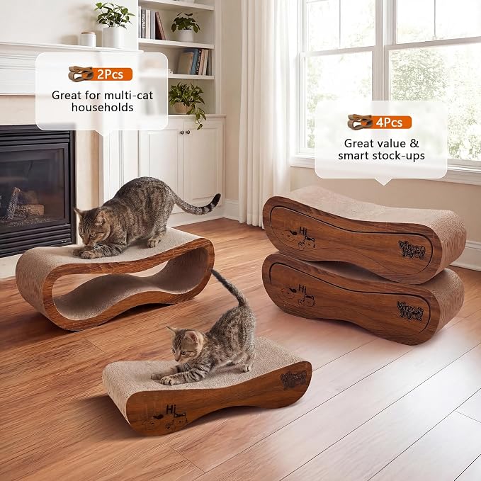 Cat Scratcher 2 in 1 Scratchers for Indoor Cats Scratching Board Cardboard | Horizontal Corrugated Scratch Pad for Cats as Beds & Furniture Reversible Sofa Scratch - Image 4