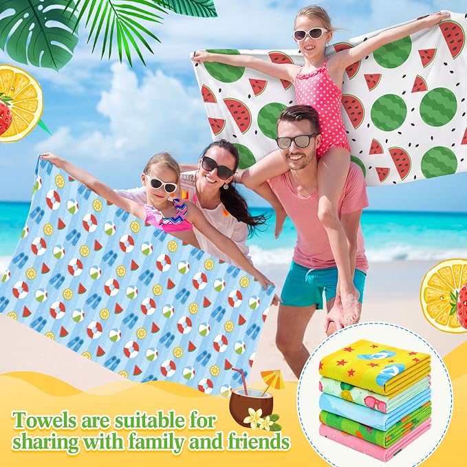 FuWeave 10 Pack Microfiber Beach Towel 28 x 55 Inch Oversized Large Thin Beach Towels for Pool Camping, Sand Free Lightweight Blanket for Women Adults Travel Swimming Sport (Coast Summer) - Image 3