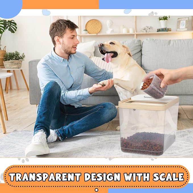 Teenyyou 2 Pack 30 Lbs Airtight Dog Food Storage Container with 2 Scoops, Clear Cat Food Container Storage Bin with Measuring for Dog Cat Bird Other Pet - Image 4