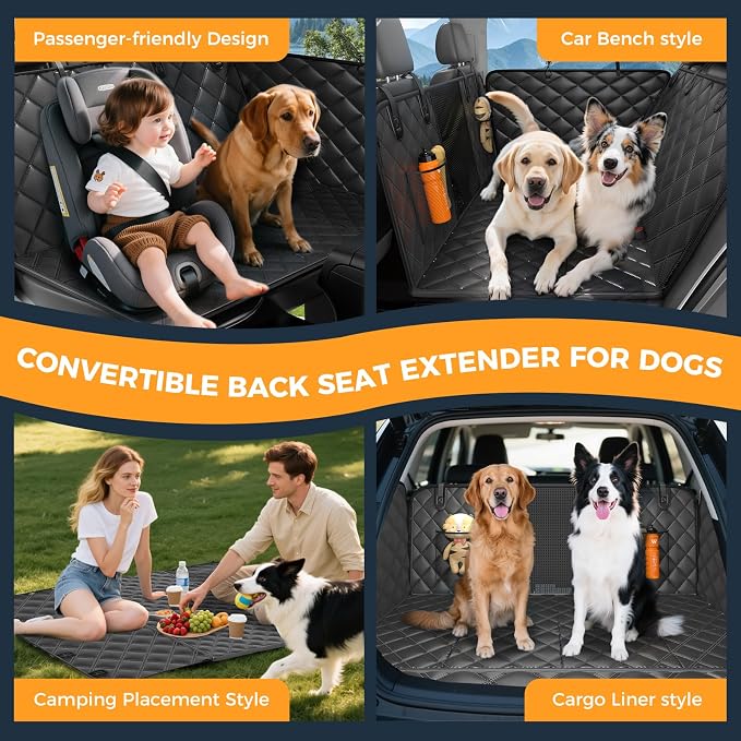 Dog Car Seat Cover for Back Seat, Hard Bottom Back Seat Extender for Dogs | Supports 400lbs, Scratch Resistant, Anti Slip Portable Dog Hammock, Suitable for F150, SUVs and Trucks - Image 7