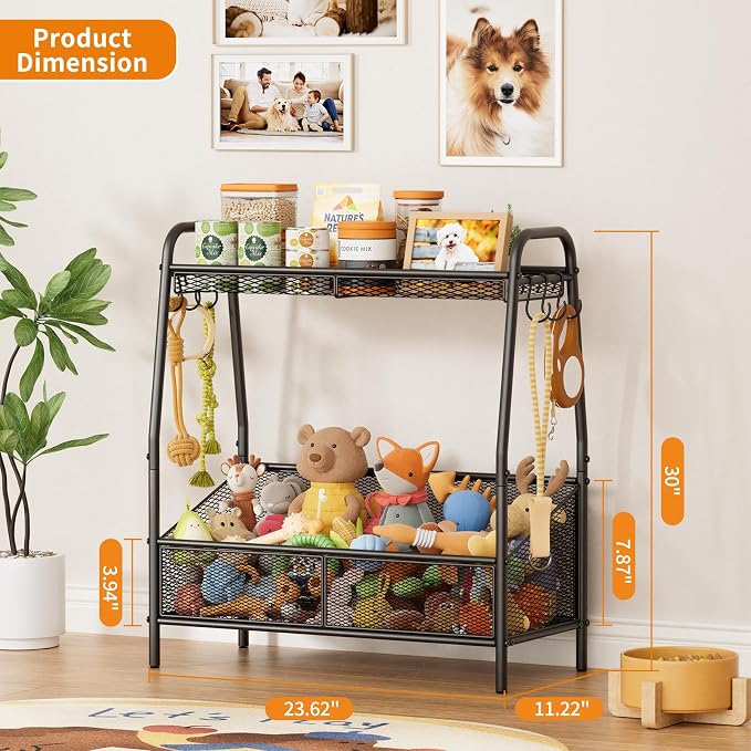 Lomivra Full Metal Dog Toy Basket, 23.6"x11.2"x7.9" Large Dogs Toy Bin with Storage Organizer, Chew-Resistant Toy Box for Dog Stuff Accessories, Pet Toy Storage Holder for Cat Dogs Essential Supplies - Image 8