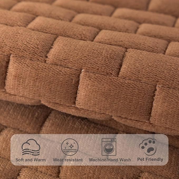 Washable Velvet Dog Couch Cover, Plush Pet Sofa Furniture Protector for 2-3 Cushion Couch, Non-Slip Washable Cover for Dogs(1PC/27.6"x94.5",Brown) - Image 4