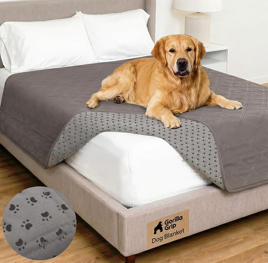 GORILLA GRIP® Waterproof Dog Blanket, 82x68, Leakproof Couch Cover for Dogs, Silicone Grip Backing, Protects Sofa, Sectional, Bed, Crate, Car & RV, Tear-Resistant Washable Senior Pet Blanket, Charcoal by Unknown