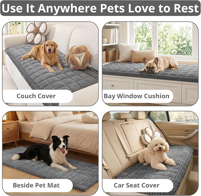 OstepDecor Couch Cover for Dogs, Washable Non Slip Sofa Cover for Pets, Soft Couch Covers for Sofa, Loveseat and Sectional, Furniture Protector Against Pet Hair & Scratches (35.4" x 82.7", Dark Grey) - Image 2