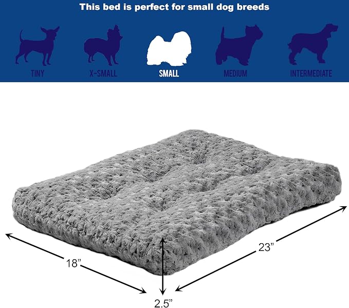 MidWest Homes for Pets Small QuietTime Deluxe Gray Ombré Swirl Plush Pet Bed, Machine Washable, Non-Skid Bottom, Soft Crate Mat for 24-inch Crates - Image 3
