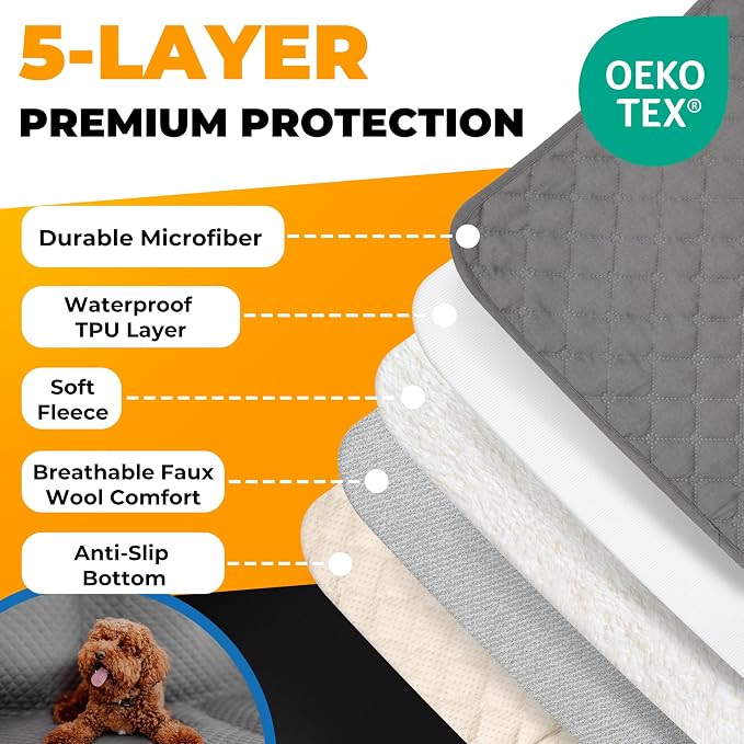 Waterproof Dog Blanket for Couch – Pet Hair Resistant Sofa Protector - Non Slip Dog Couch Cover - Washable Waterproof Pet Blanket for Sofa Bed Car - Reversible Dog Blanket for Couch Protection - Image 4