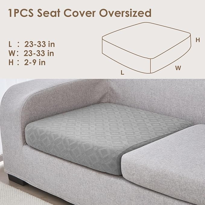Genina Waterproof Couch Cushion Covers for Pets Washable Sofa Seat Covers | Non Slip,Stretch Jacquard Fabric,Pet Hair & Scratch Protection,Easy Installation,Furniture Protector,Sectional,1 Piece Large - Image 6