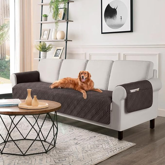 TAOCOCO Waterproof Oversized Couch Covers for Pets Dogs with Non Slip Backing, Sofa Seat Covers with Pocket for 4 Cushion Couch Washable Dog Couch Protector Sofa Slipcovers(Oversized Sofa, Chocolate) by TAOCOCO