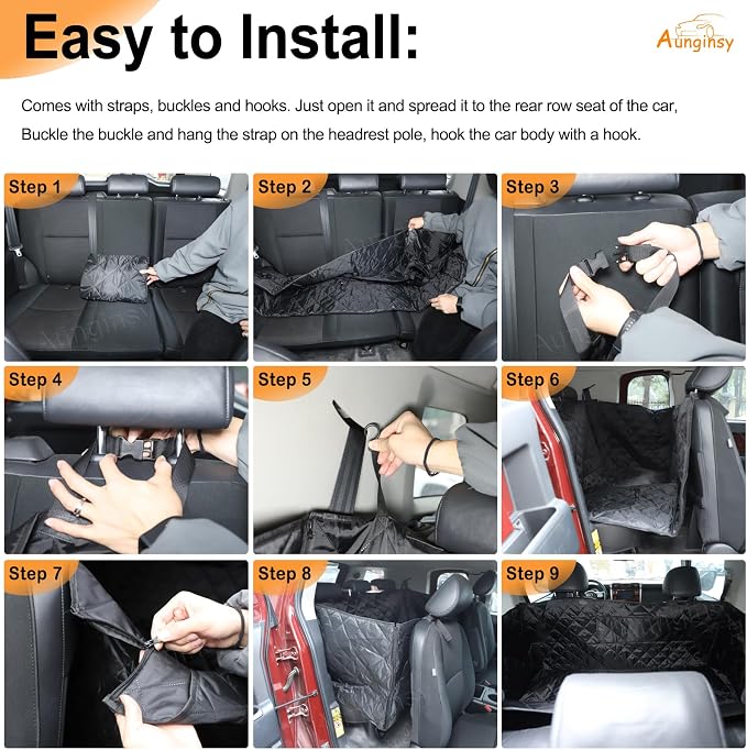 Aunginsy Dog Car Seat Cover for Pets Compatible with Toyota FJ Cruiser 2007-2021 Accessories, Backseat Pet Cover Protector, Second-Row Seat Waterproof Scratch Proof Nonslip Dog Hammock with Side Flap - Image 6