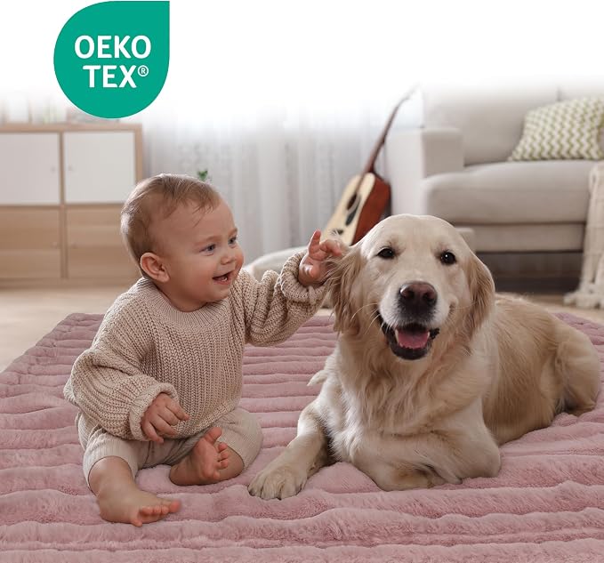Waterproof Pet Blanket for Large Dogs & Cats - Reversible Calming Plush, Washable Furniture Cover for Couch, Bed, Car Seat, Blocks Leaks, Stains & Pet Fur (Pink, 60"x80") - Image 3