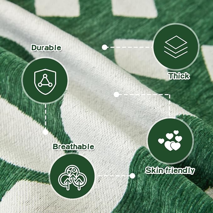 MEETSKY Christmas Couch Cover for Sectional Sofa, Chenille Loveseat Green Sofa Covers Washable for Pet Friendly Snowflake Christmas Tree Decorative Couch Covers, 71" x 102" - Image 3