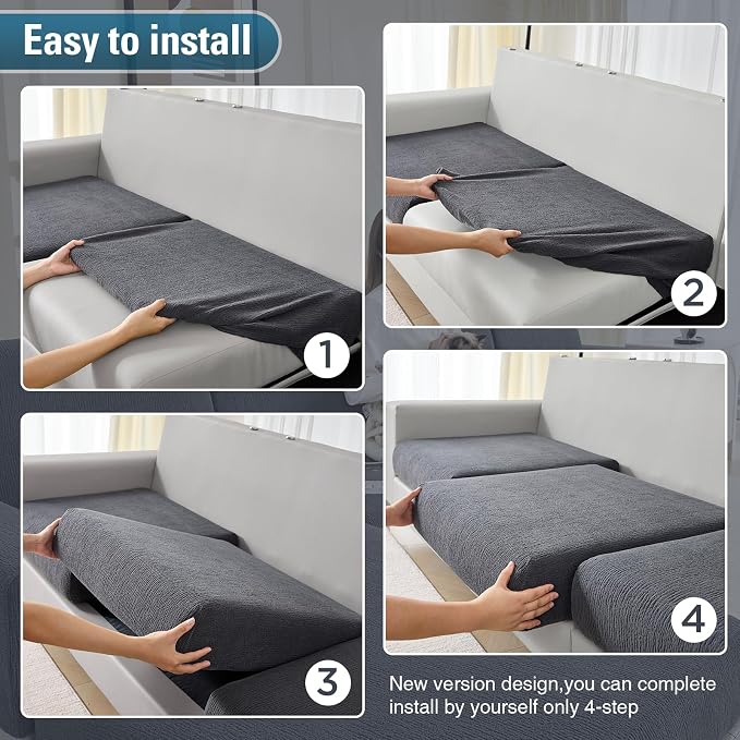 Sectional Couch Covers Stretch Cushion Covers Washable Wear-Resistant Universal Sofa Slipcovers Furniture Protector Separate Seat Chaise Couch Cover (Dark Grey, 2 PC Armrest Covers) - Image 5